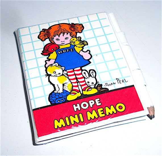 HOPE by Susan Pearl 1979 Adp Hong Kong Mini Memo + telephone index + pencil kawaii - mini notes + rubrica telefonica con matitina mint
