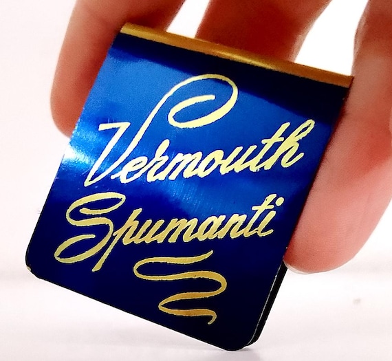 BENSO Vermouth Spumanti 40s Castagnole Lanze Asti italy gadget tin tag wine advertising rare - small advertising tin tag