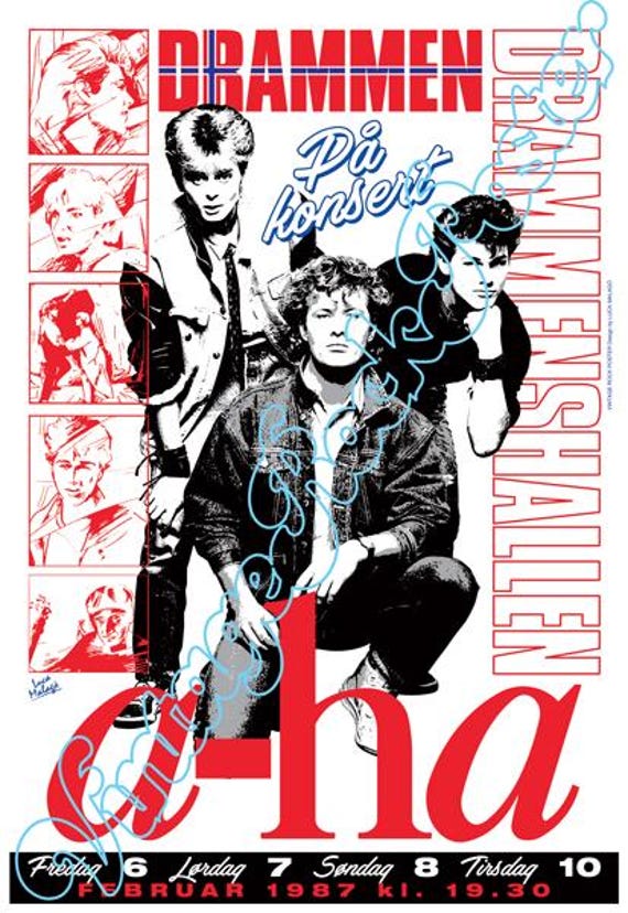 cod.1046 - A-HA - Morten Harket - Drammen, Norway - 6 february 1987  -  concert poster