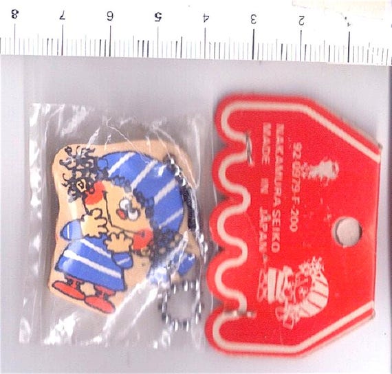 TINY BABY - GIRL kawaii 80s Rainbow Nakamura Japan wood tag - wooden tag very cute misb