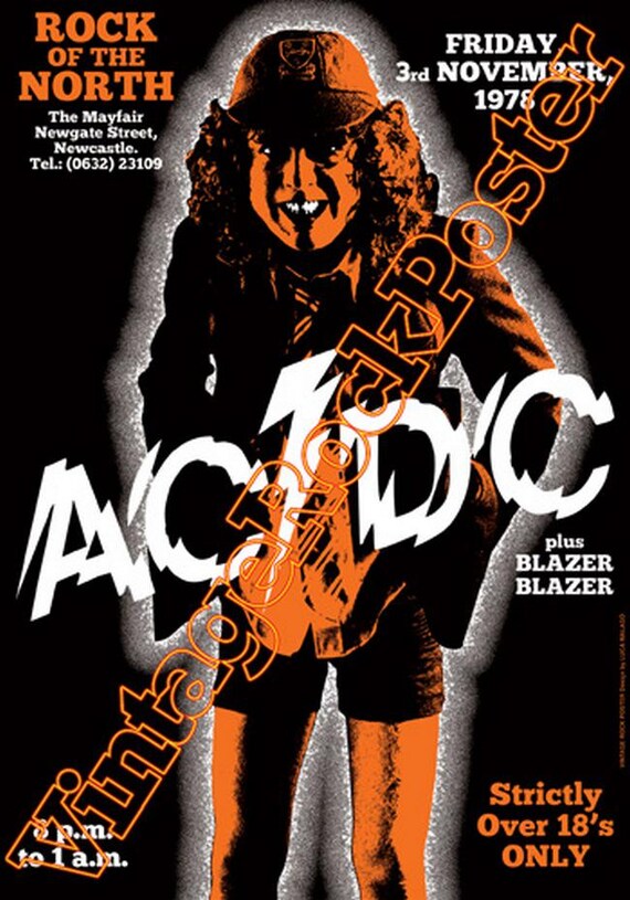 cod.005 - AC/DC acdc - Angus Young + Blazer blazer - Rock the North / The Mayfair, Newcastle, Uk - 3 november 1978  -  concert poster