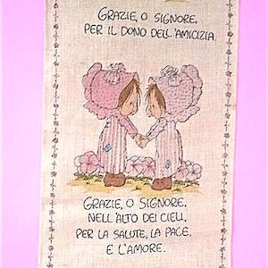 Rideau mural en toile imprimée BETSEY CLARK des années 70 Hallmark Italie