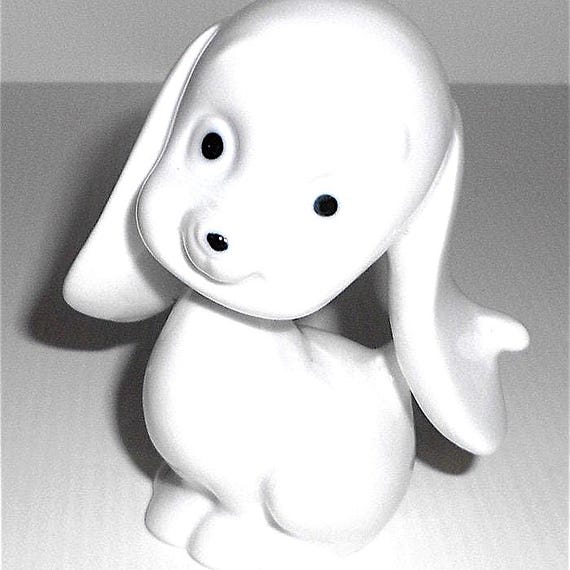 PUPPY DOG - CANE cucciolo 80s Taiwan pottery tiny figure kawaii - mini statuina porcellana bomboniera