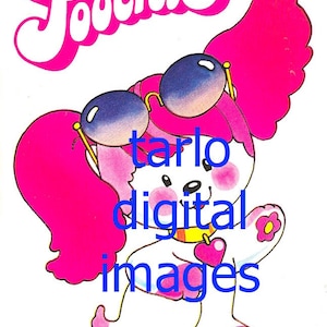 POOCHIE 80s pink dog- kawaii digital editable JPEG - 231KB - printable image