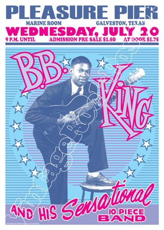 B.B. KING - Glaveston, Us - 20 July 1955 - concert poster - 639