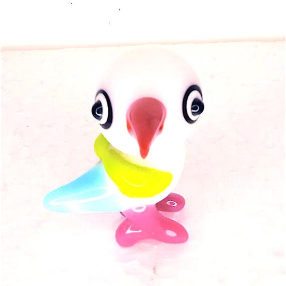 splendido uccello uccellino in pasta di vetro opalina di Murano anni 80 decorativo super kawaii