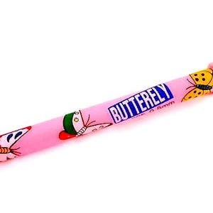 BUTTERELY butterfly farfalle 80s Korea kawaii pink mechanical pencil with comb - portamine matita in plastica rosa con pettine mint
