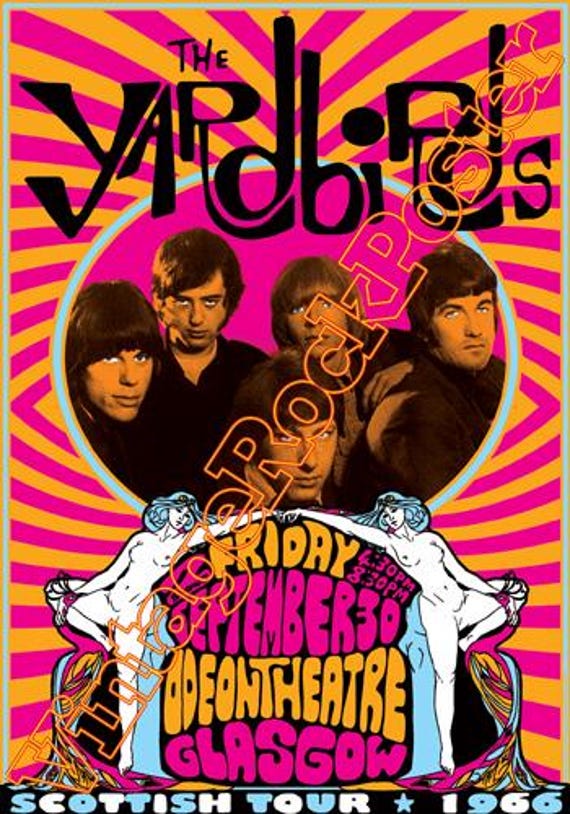 the YARDBIRDS - Glasgow, UK - 30 September 1966 - concert poster -470