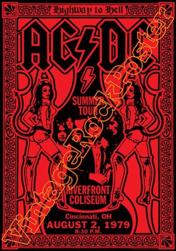cod.006 - AC/DC acdc - Angus Young - Cincinnati, us - 2 august 1979  -  concert poster