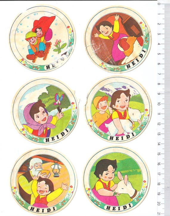 HEIDI 1978 amz edierre italy lotto 6 adesivi sticker loose secchi