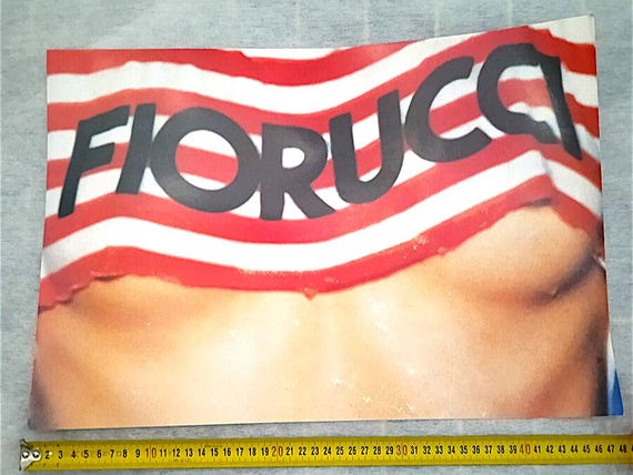 FIORUCCI 90s italy original store poster decoration beautiful rendition - red lines t-shirt