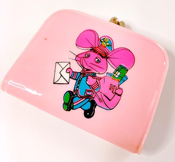 TOPO GIGIO - Mick Molto 80s Maria Perego Italy super kawaii pink tiny coin wallet - pink plastic coin purse