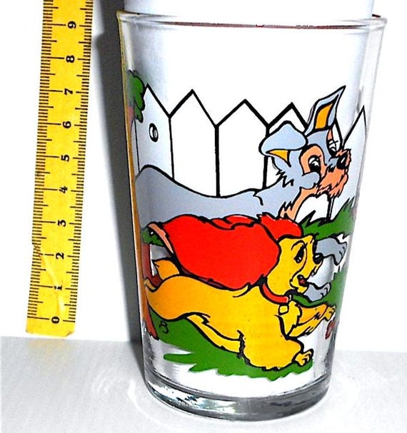 LADY & The Tramp  - Lilli e il vagabondo 80s Walt disney france vintage promo glass - bicchiere gadget
