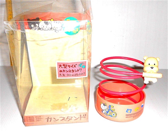 TAMA & FRIENDS 1989 Napolex Sony Cr. Japan bottle can holder with dog pink super kawaii mint - porta lattana bottiglia bellissima rosa cane
