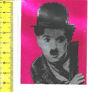 CHARLIE CHAPLIN 70s mdr italy vintage pop art sticker - new metallic sticker
