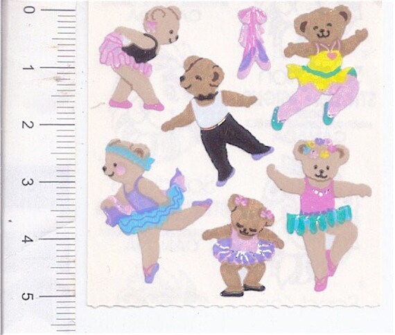 SANDYLION 80s Canada rare dancer bears ballet sticker sheet