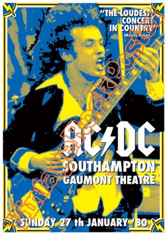 cod.007 - AC/DC acdc - Angus Young - Southampton, Uk - 27 february 1980 -  concert poster