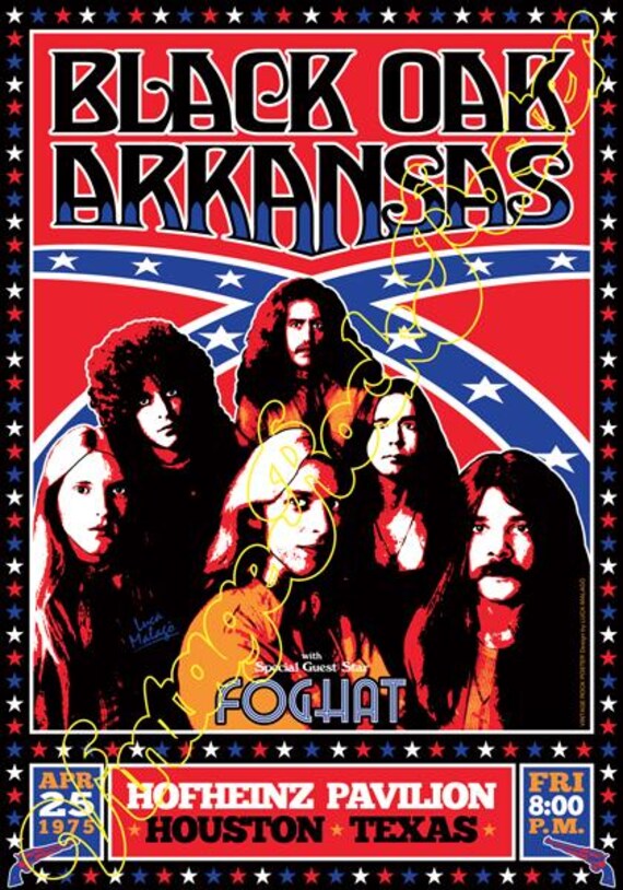 BLACK OAK ARKANSAS + Foghat - Houston, Us - 25 April 1975 - concert poster -870