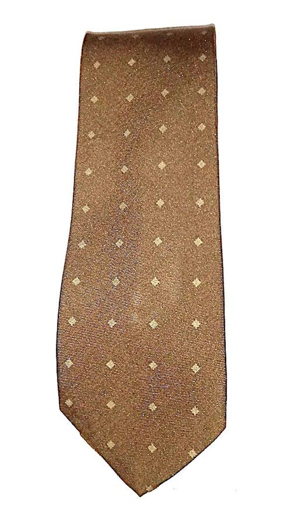 GIORGIO ARMANI 70s italy vintage fashion brown tie triangles - elegant brown silk tie with diamonds