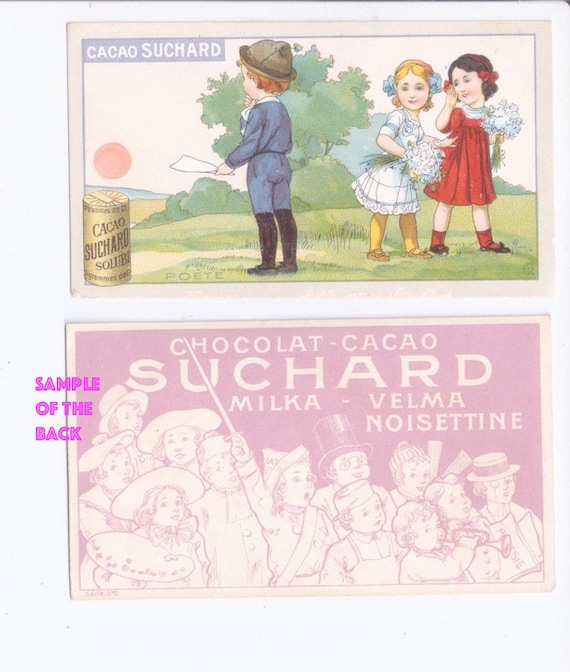 MILKA SUCHARD chocolat 1910 france advertising collector card original - figurina cartonata originale decorata serie 270 n.12 Poete
