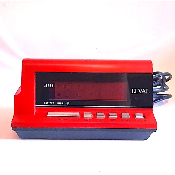 ELVAL gorgeous red table alarm clock 70s design vintage fashion alarm clock