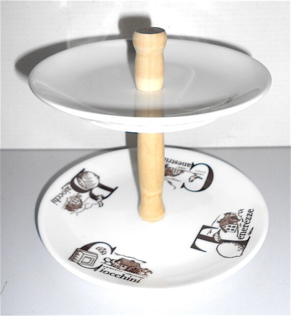 MULINO BIANCO 2000s alzata per biscotti in ceramica e legno omaggio Barilla