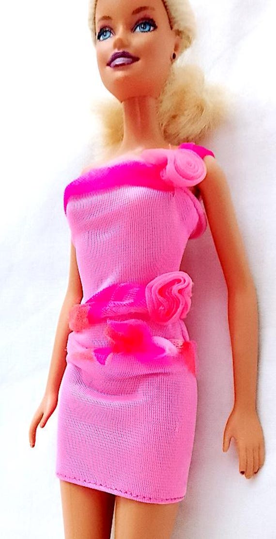 B679 - BARBIE FASHION PLAY 1990 abito rosa con chiffon da restaurare