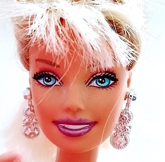 B854 - BARBIE 2010 coppia orecchini pendenti chandelier argentati perfetti