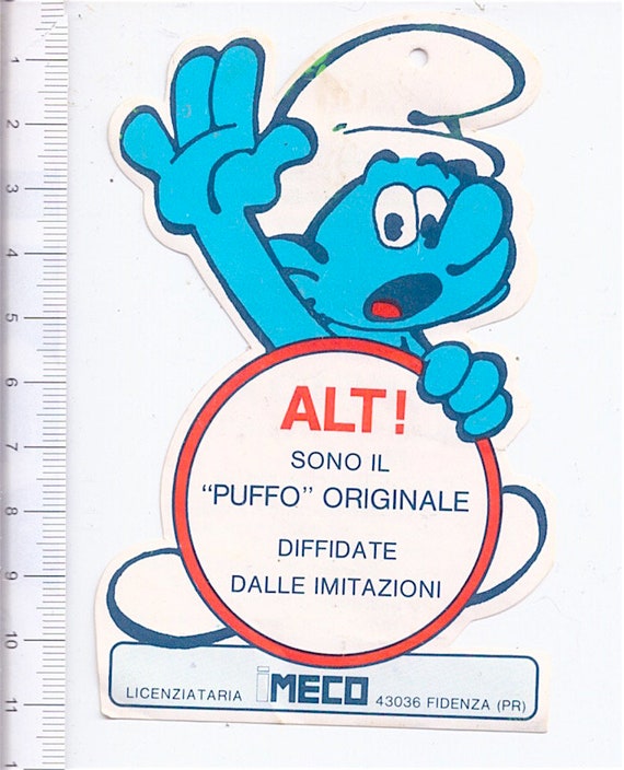 PUFFI SMURFS Schtroumpfs 80s Meco italy  sticker tag - adesiva - autocollant -0833