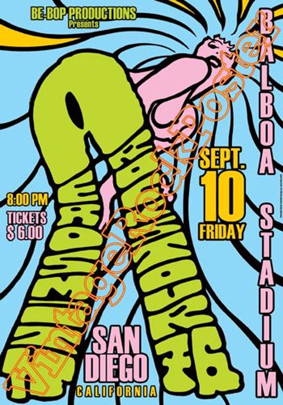 cod.012 - AEROSMITH  - San Diego, Us - 10 september 1976 -  concert poster