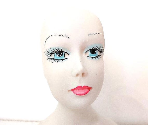 woman lady half-length satin ceramic 70s statue shaved doll delicious bizarre art