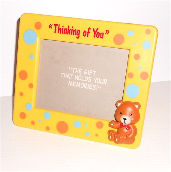 THINKING OF YOU 80s Apollo Hong Kong kawaii yellow bear photo frame - photo holder yellow desk frame bears