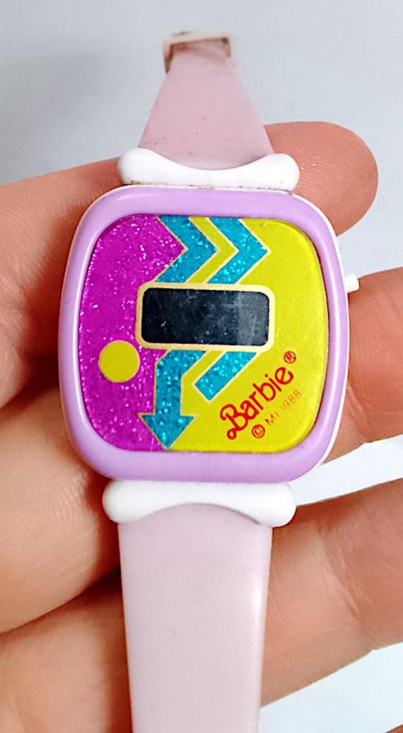 BARBIE FUNTIME 1988 Mattel Italy non-working watch, doll's gift gadget - vintage plastic wristwatch Club di Barbie Italy