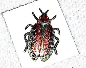 SCARABEO - BUG jaren 70 Taiwan insect mini metalen emaille speld nieuwstaat - nieuwe emaille metalen speld