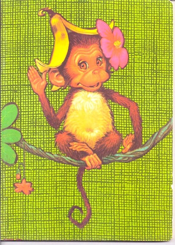 HAWLEY 70s Mondadori italy school notebook - quaderno scuola - kawaii monkey