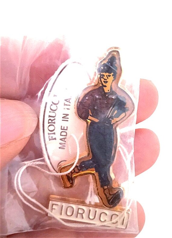 FIORUCCI 70/80s italy rare ROBIN girl pin school misb - rare enamel metal pin new sealed