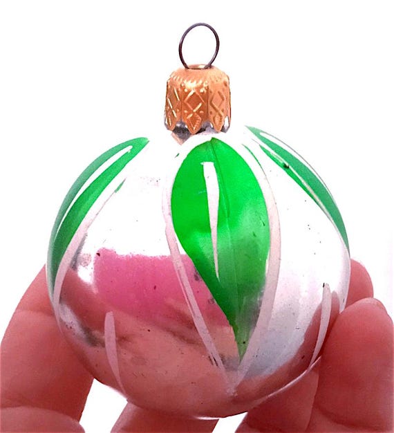 60s Christmas ball Italy silver and green delicious satin metallic effect