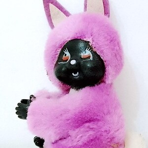 purple black rabbit - purple black rabbit 80s puppet clip - small kawaii clip puppet