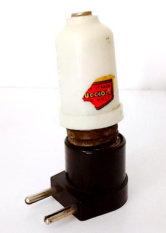 LUCCIOLA 50s italy 220 volt light electric vintage accessories - luce con spina in due parti per lampadina piccola vintage rara