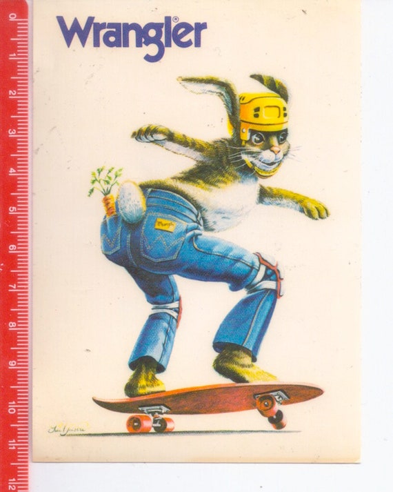 WRANGLER JEANS 80s italy  promo sticker adesiva pubblicitaria by Paul Foster