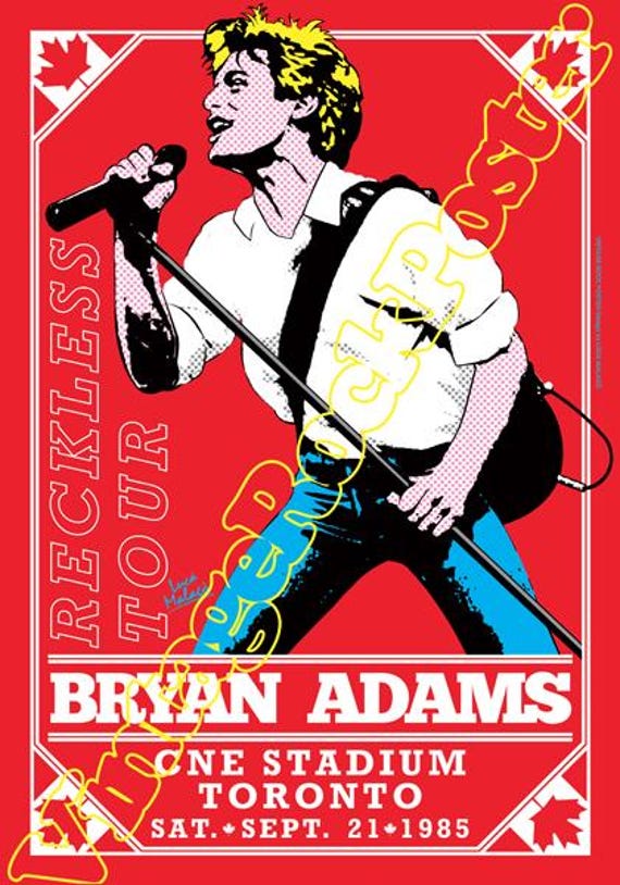 cod.914 - BRYAN ADAMS  - Toronto, Canada - 21 september 1985  -  concert poster