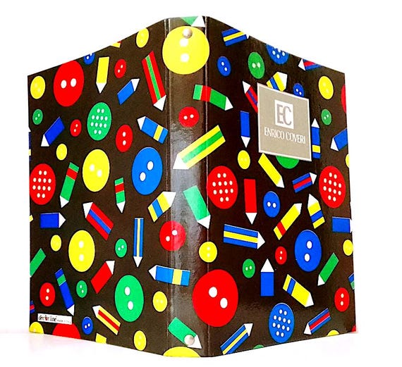 ENRICO COVERI 80s italy vintage cover for notebooks with rings - notebook with rings cover