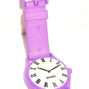 PURPLE WATCH - Purple watch 80s Taiwan kawaii plastic pin brooche - plastic pin