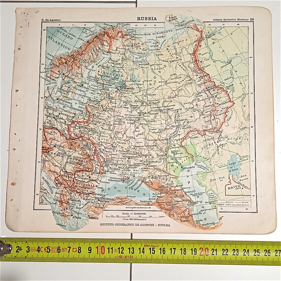 ATLANTE SCOLASTICO MODERNO 1918 De Agostini - cartina Russia Urss