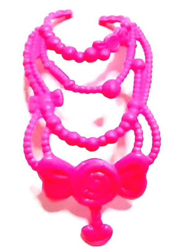 B635 - BARBIE 2000s collana gioiello rosa in plastica maxi