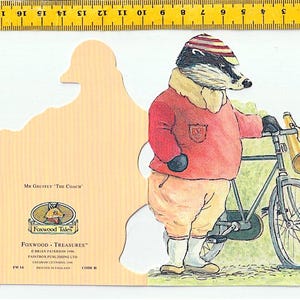 FOXWOOD TALES 1996 Brian Paterson uk greeting card - biglietto auguri - Mr Gruffey "The Coach" bicycle