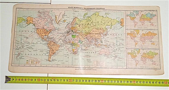 ATLANTE SCOLASTICO MODERNO 1918 De Agostini - cartina Stati Mondiali e Possedimenti Coloniali