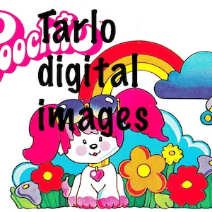 POOCHIE 80s pink dog- kawaii digital editable JPEG - 360KB - printable image
