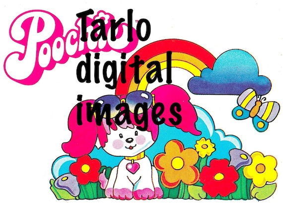 POOCHIE 80s pink dog- kawaii digital editable JPEG - 360KB - printable image