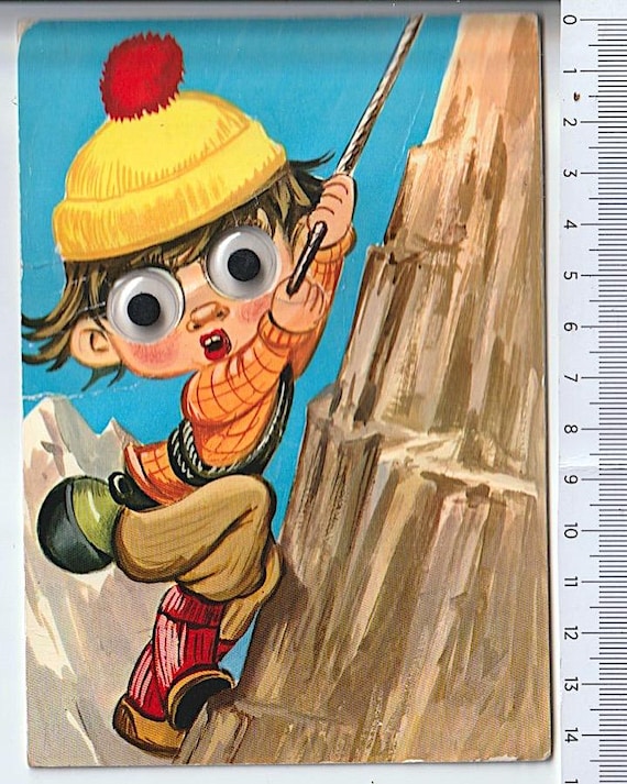 ALPINISTA arrampicatore 60s Garami italy postcard with movement eyes  - cartolina con occhietti mint